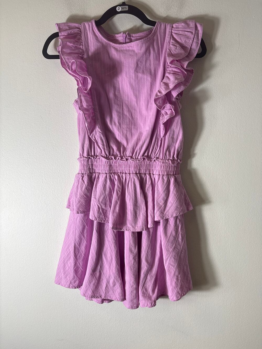 Girls Pleat Pink Flutter Sleeve Ruffle Knee Length Dress Sz 16